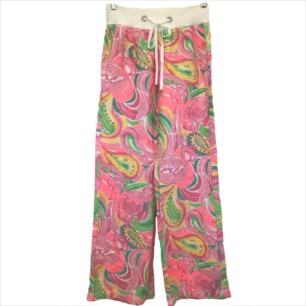 NEW Lilly Pulitzer Linen Beach Pant Flamingo XXS